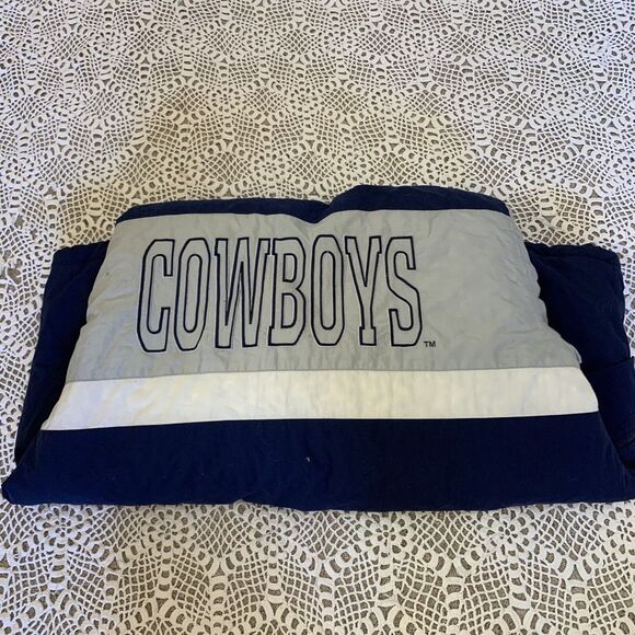 Vintage Dallas Cowboys NFL Jacket Big Logo Starter Gray White Blue *broken zip - Picture 13 of 13